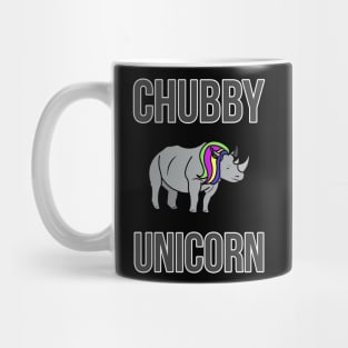 Funny Chubby Unicorn Rhino with Rainbow Hair Mug